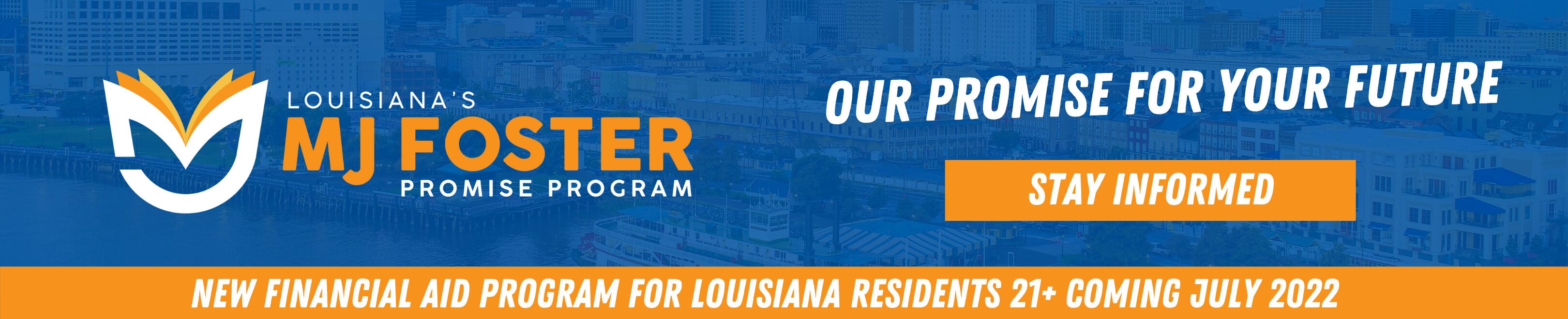 MJ Foster Promise Program banner with link to LCTCS information page